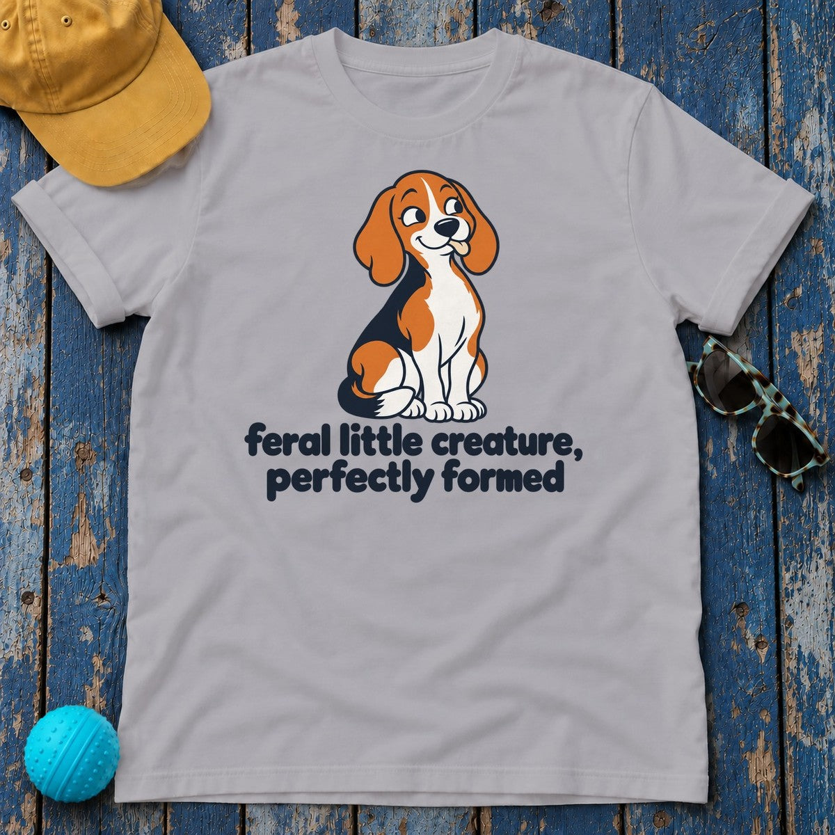 Feral Little Creature Perfectly Formed Retro Beagle T-Shirt in Athletic Heather