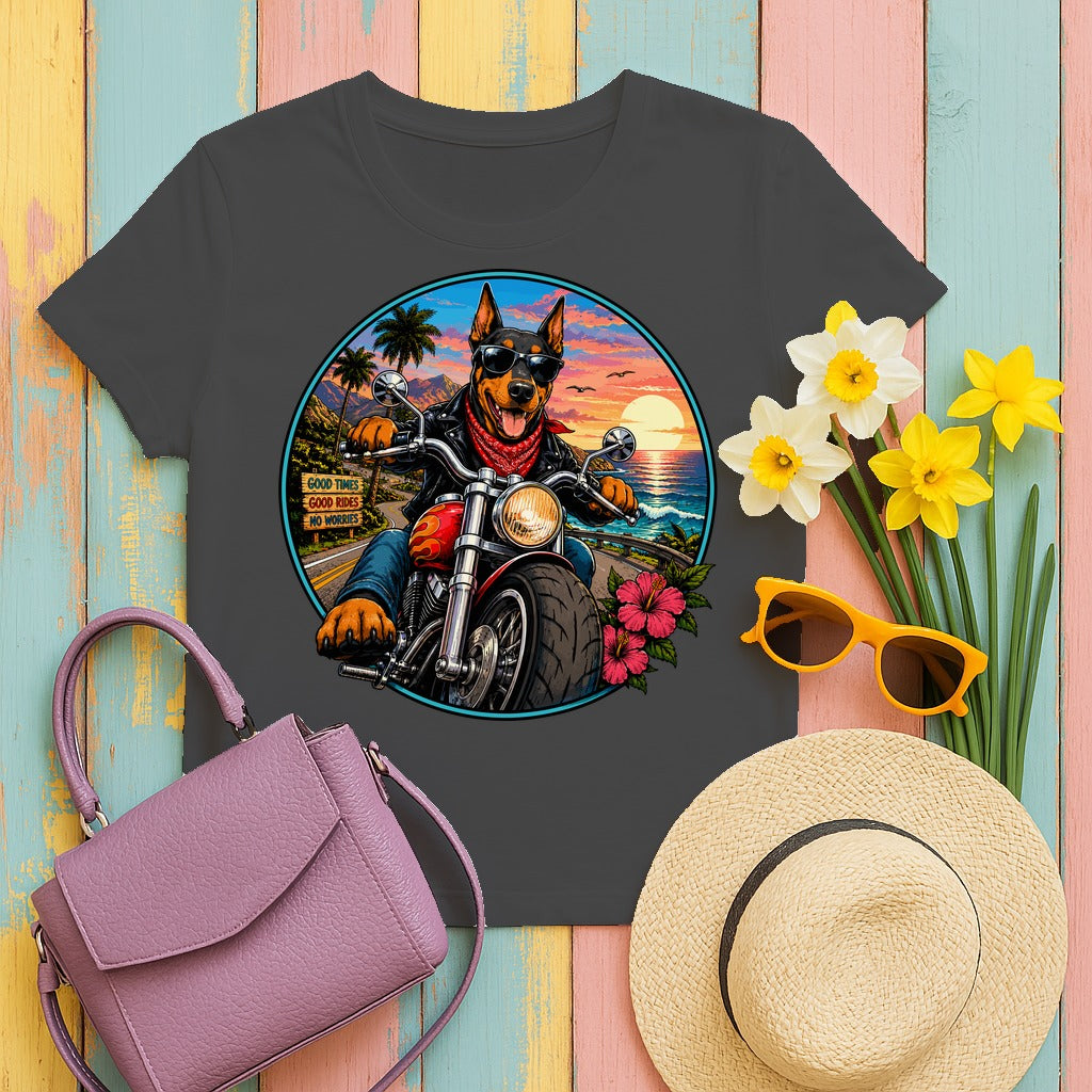 Good Times Doberman Rider T-shirt in Dark Heather