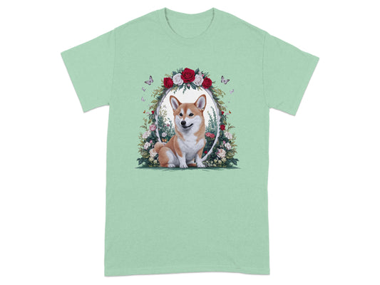 Adorable Corgi Surrounded By Flowers T-shirt product