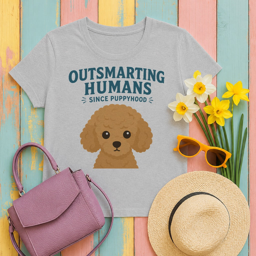 outsmarting-poodle tee flat lay hero v8