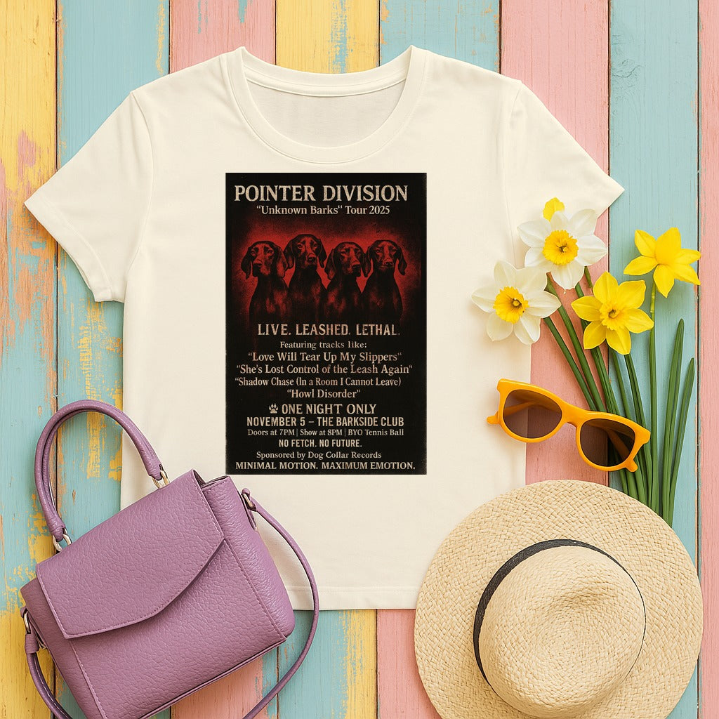 "Pointer Division" Vizsla Punk Concert T-shirt in Natural