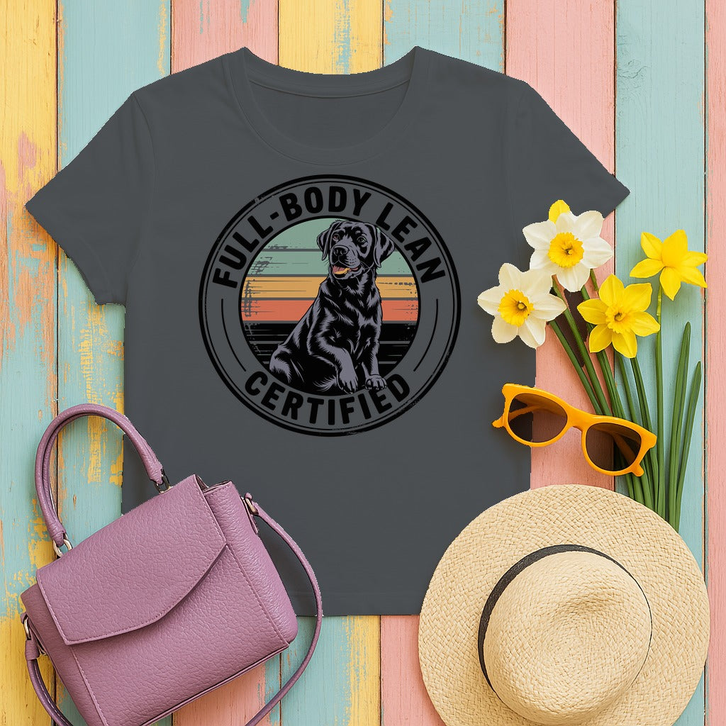 Full-Body Lean Certified Black Labrador T-Shirt in Charcoal
