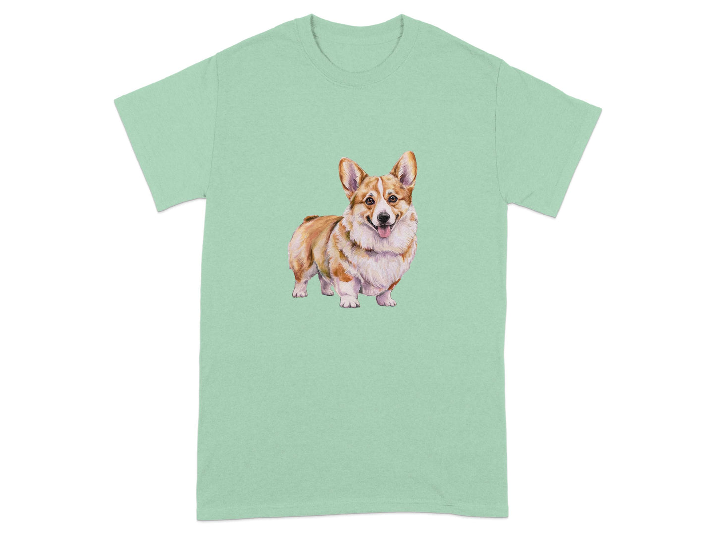 Corgi Illustration Green Tee for Animal Lovers product type