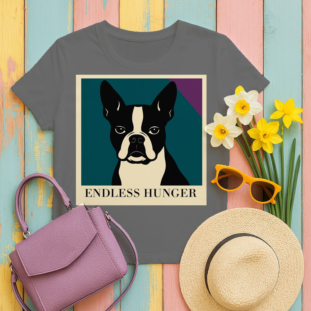 Endless Hunger Boston Terrier Pop Art T-Shirt in Tweed