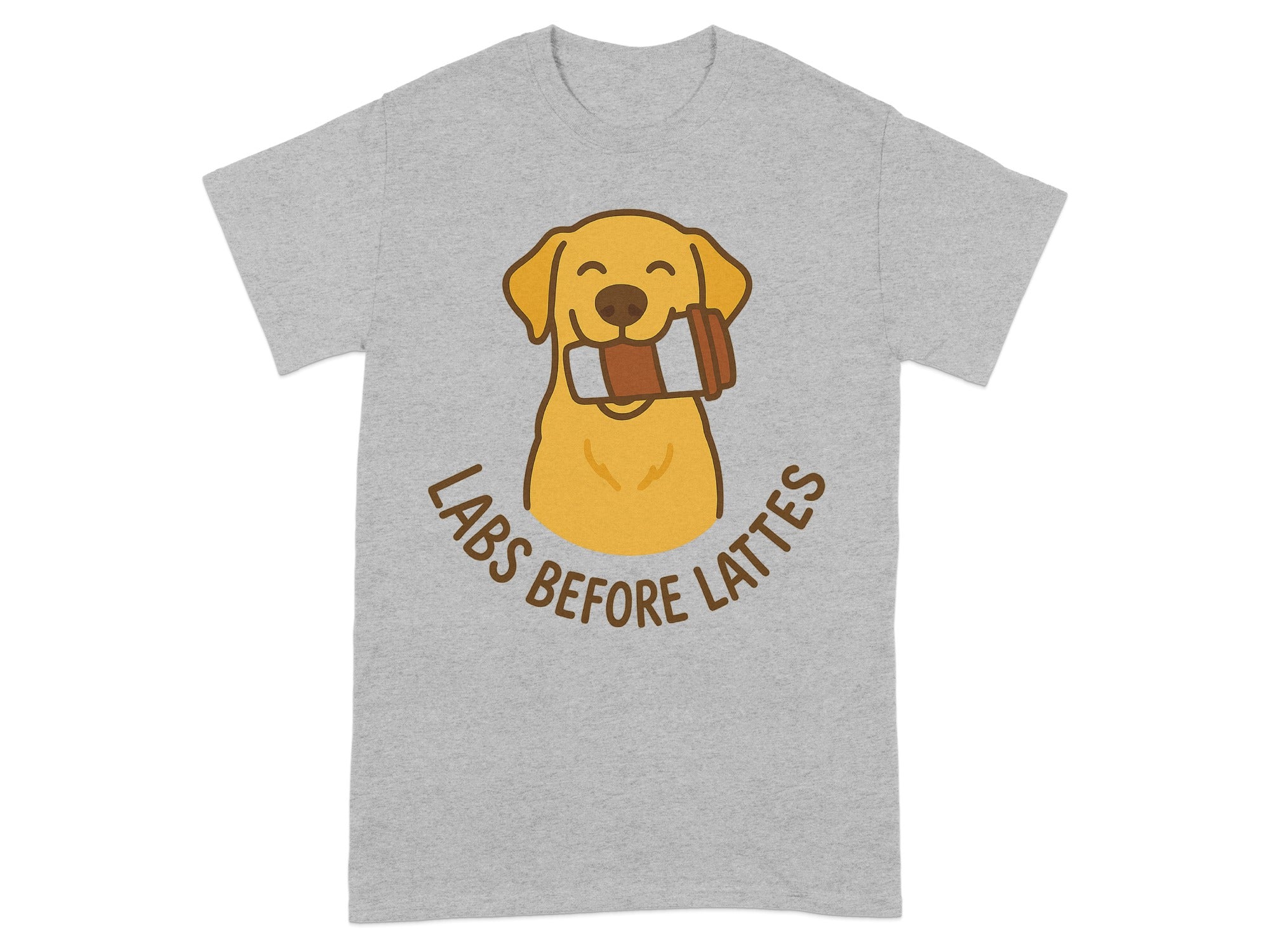 Cute Dog Labs Before Lattes Graphic Print T-Shirt