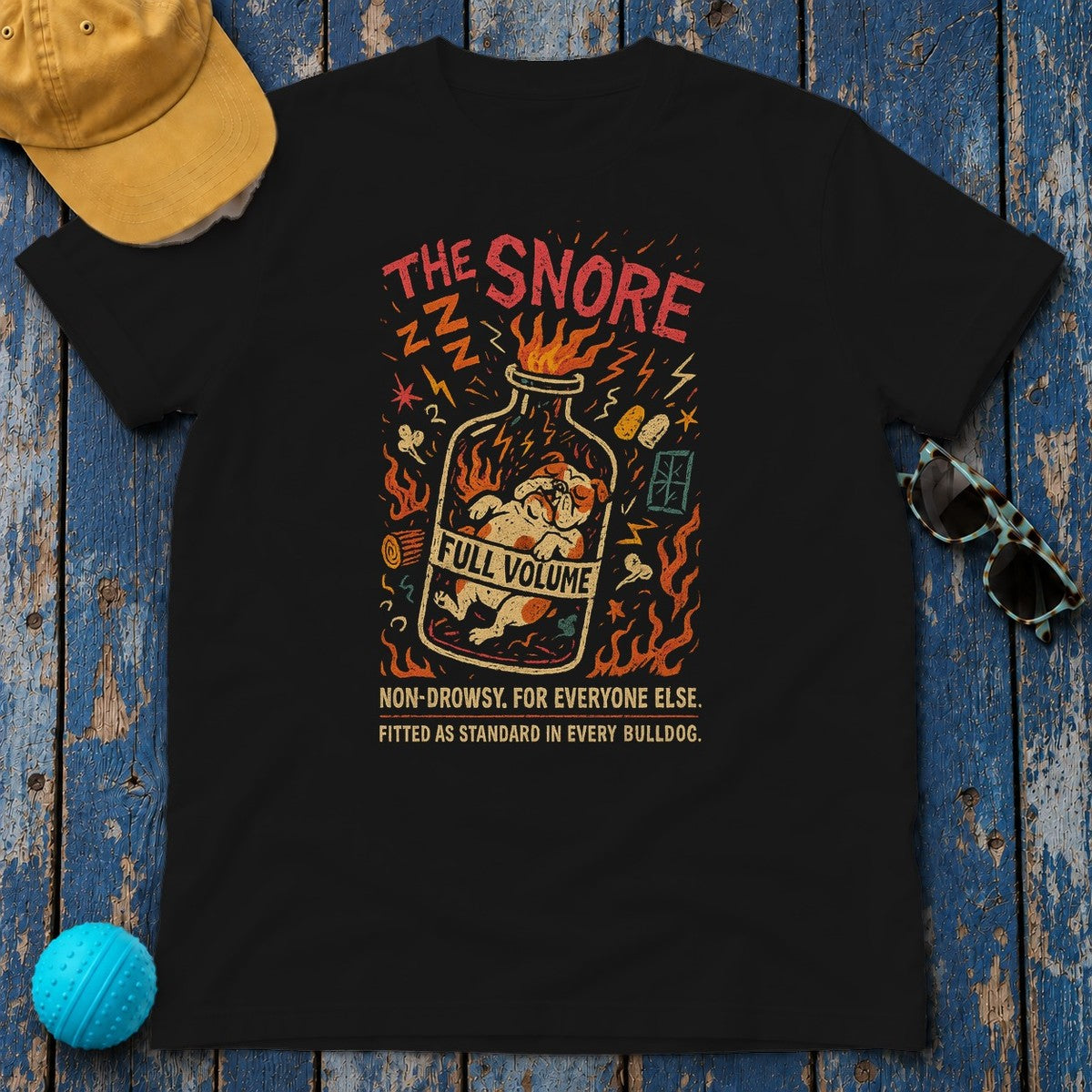 English Bulldog The Snore T-Shirt in Black