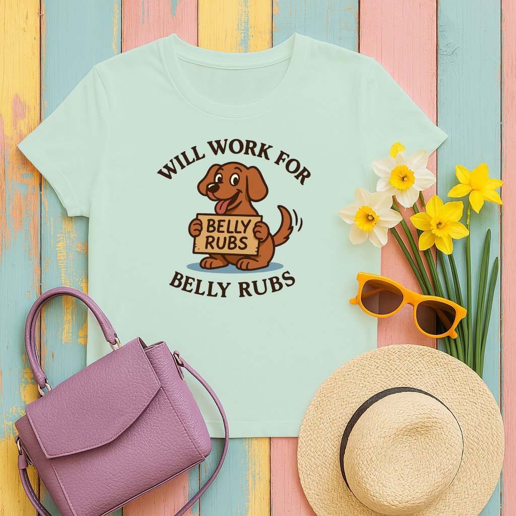 Will Work For Belly Rubs Cute Dog Graphic T-Shirt product