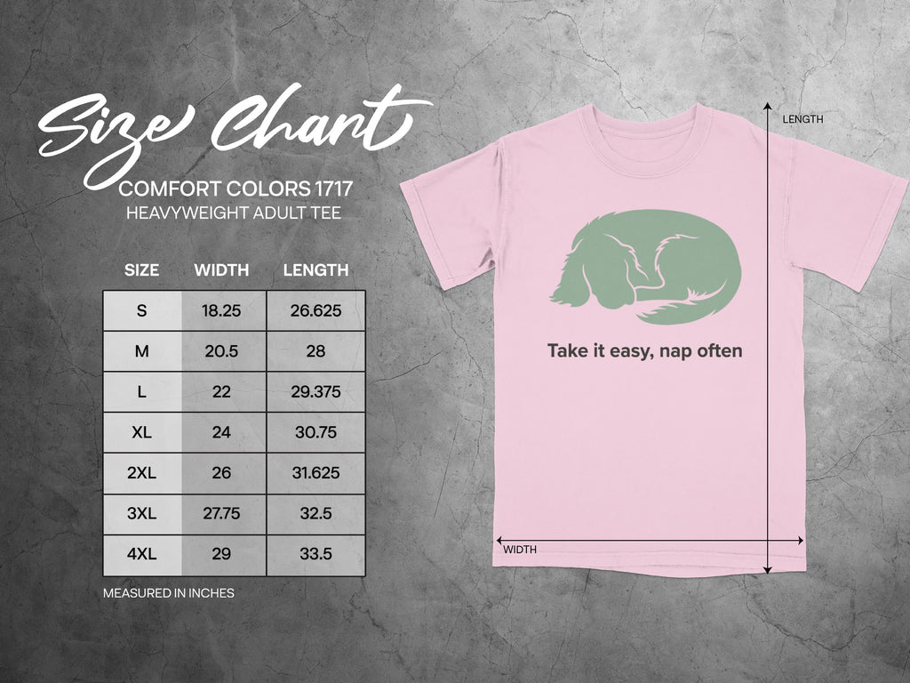 Take It Easy Nap Often Heavyweight Adult Tee