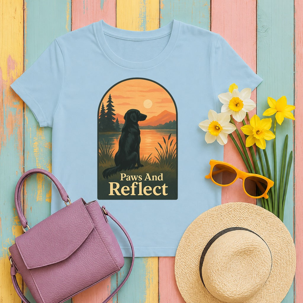 Flat-Coat Paws and Reflect Tee in Light Blue