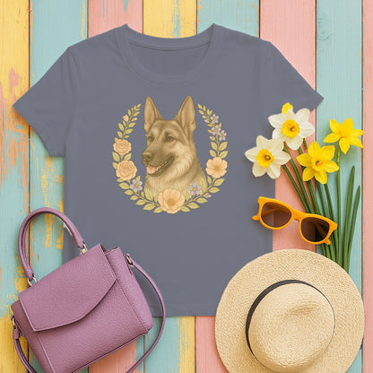 German Shepherd Floral Wreath Design Shirt product
