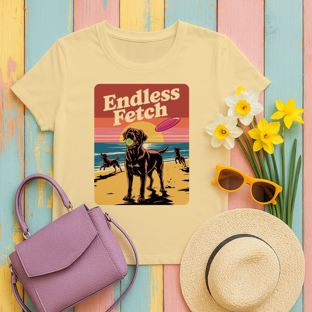 Endless Fetch Graphic with Labrador Beach T-Shirt in Yellow Haze