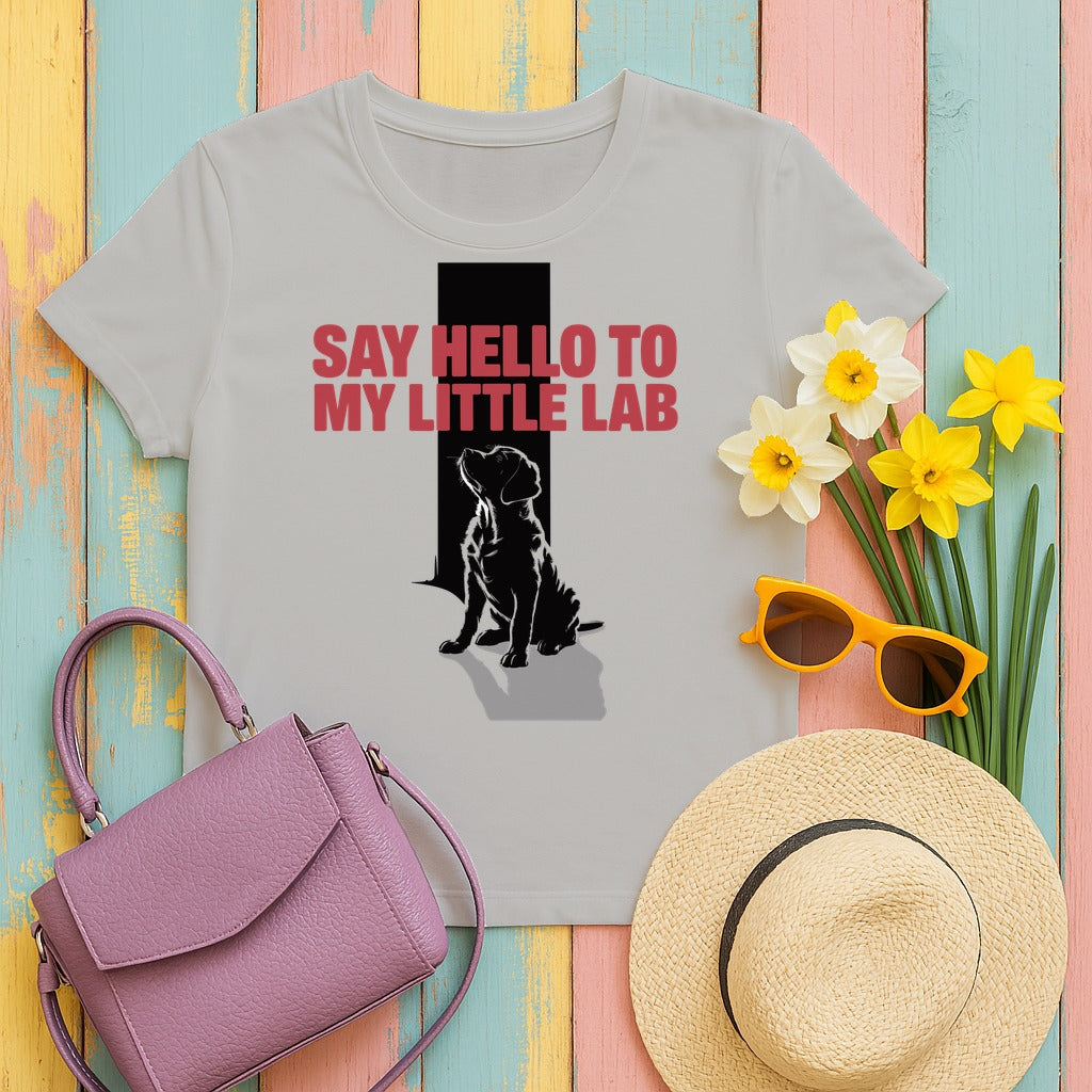 "Say hello to my little lab" - Dog Lover Gift - Lab Puppy Unisex T-shirt in Ash