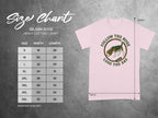 Gildan 5000 t-shirt size chart with measurements and "Follow the nose, lose the day" graphic.