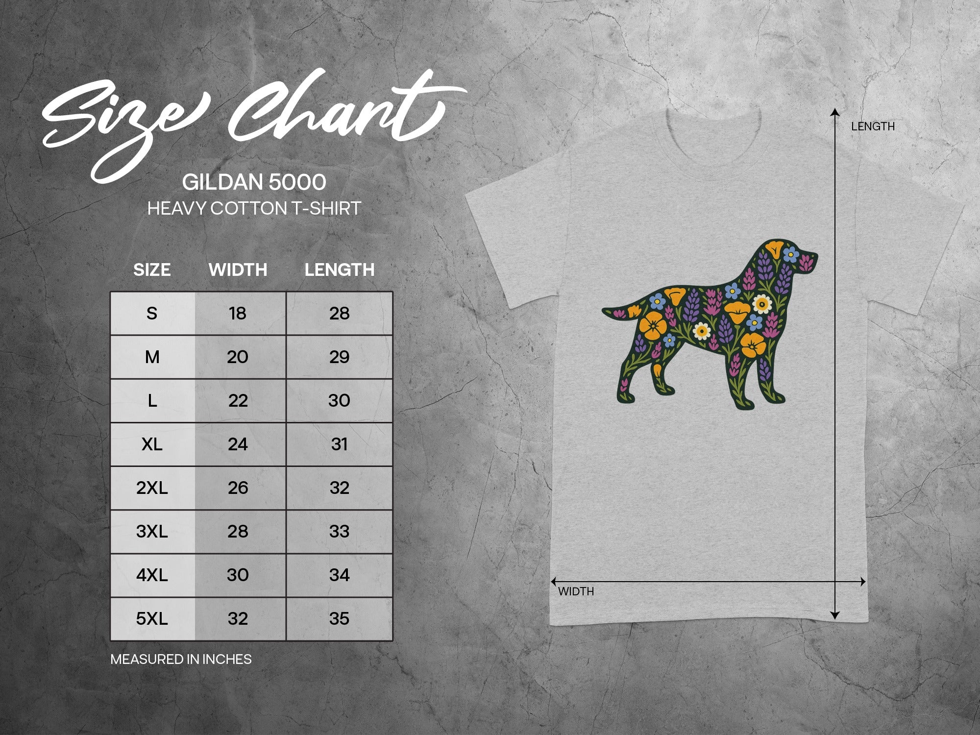 Floral Pattern Dog Print Gildan 5000 T-Shirt product