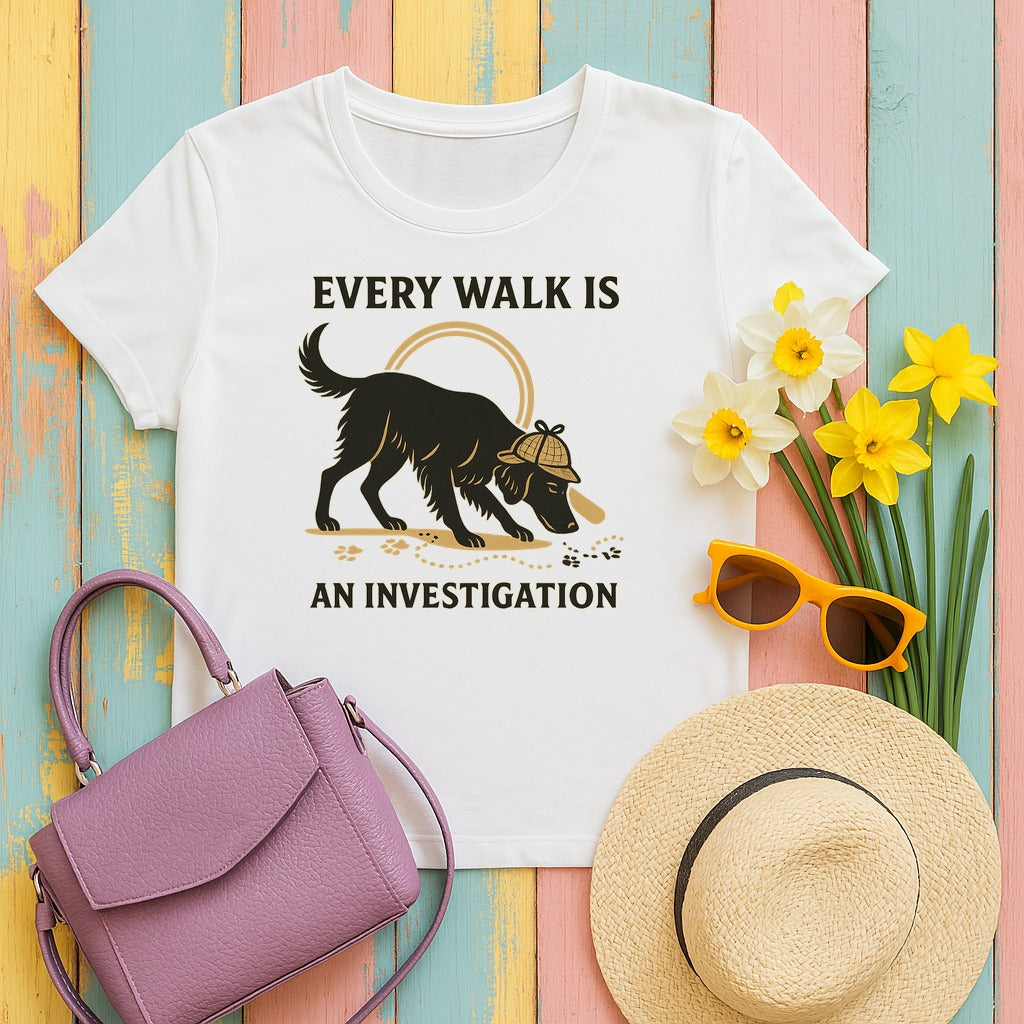 Flat-Coat Every Walk Is an Investigation Tee in White