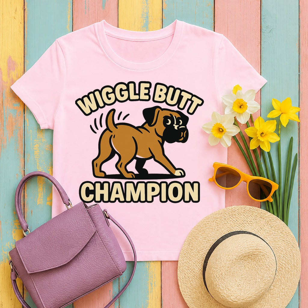 Wiggle Butt Boxer T-Shirt in Light Pink