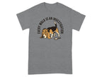 Beagle in detective hat on t-shirt with text "Every Walk is an Investigation".