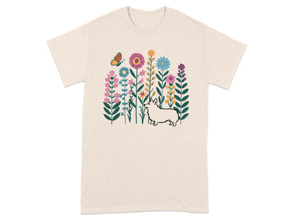 Colorful Floral and Dog Graphic T-Shirt product
