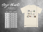 Gildan 5000 t-shirt size chart showing width and length measurements in inches for multiple sizes.
