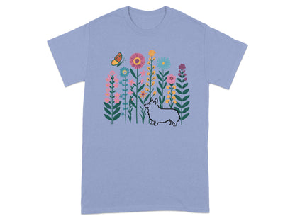 Colorful Floral Corgi Graphic T-Shirt Cute Animal product type