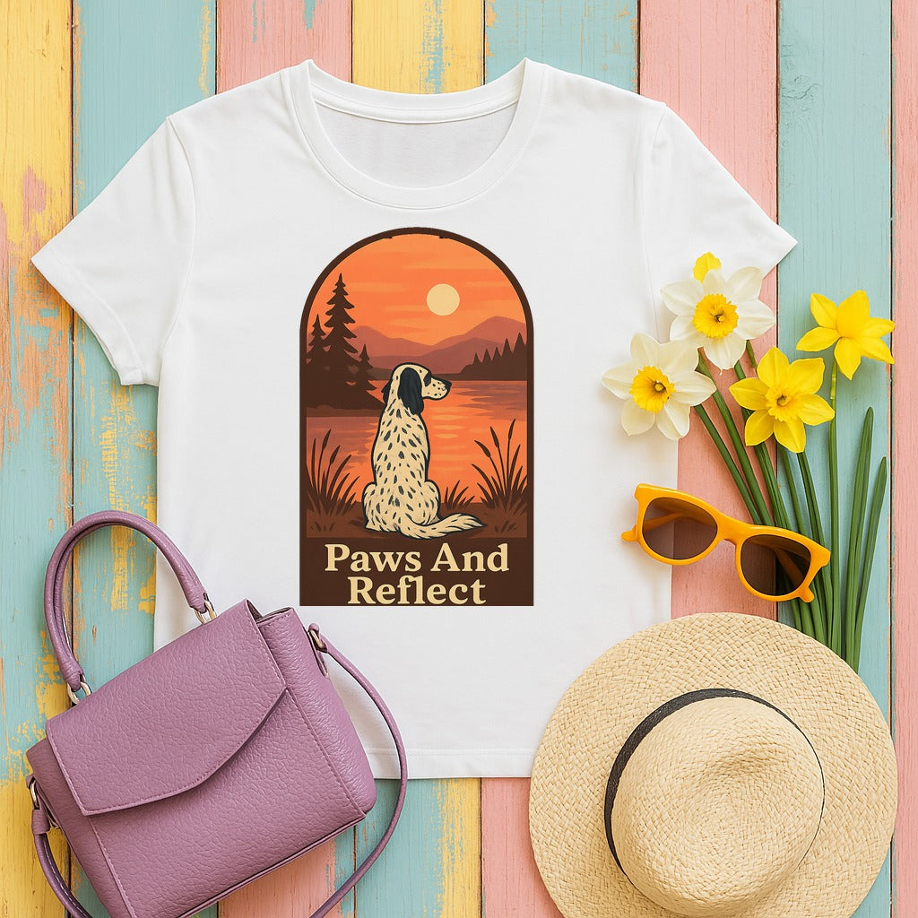 English Setter Paws and Reflect Tee in White