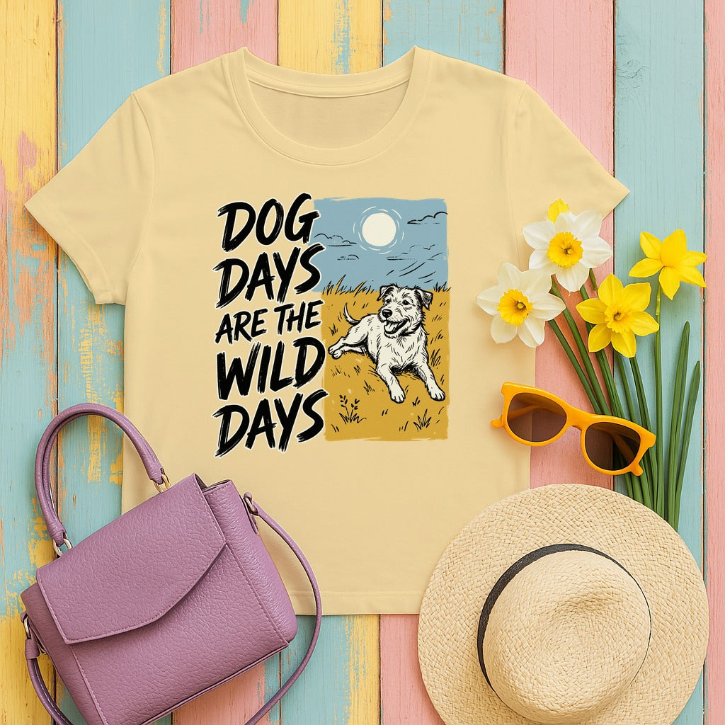 Dog Days Are Wild Days Terrier T-Shirt in Yellow Haze