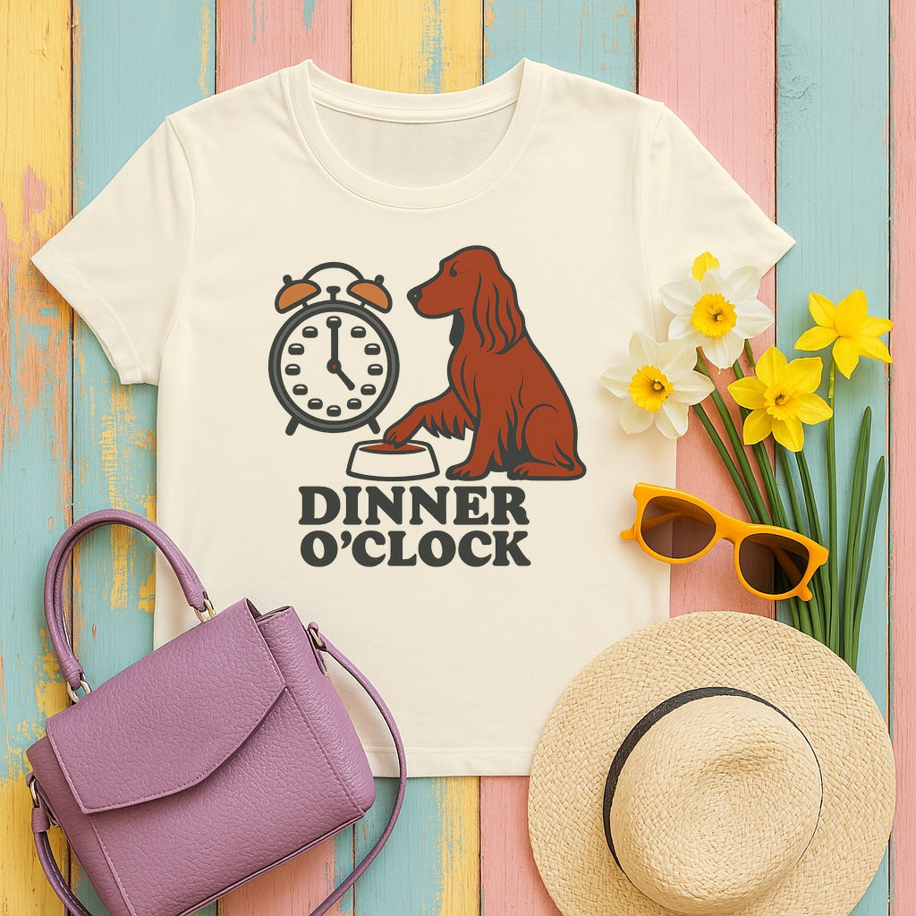 Irish Setter Dinner O'Clock T-shirt in Natural