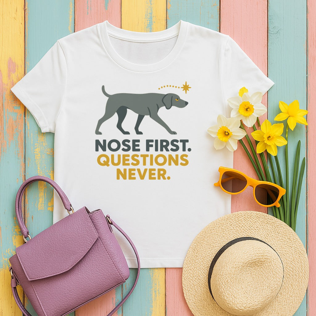 Weimaraner Nose First Tee in White