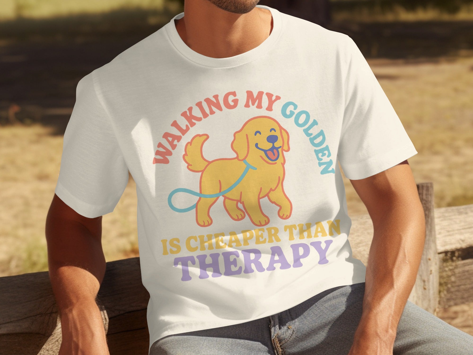 Walking My Golden Is Cheaper Than Therapy T-shirt