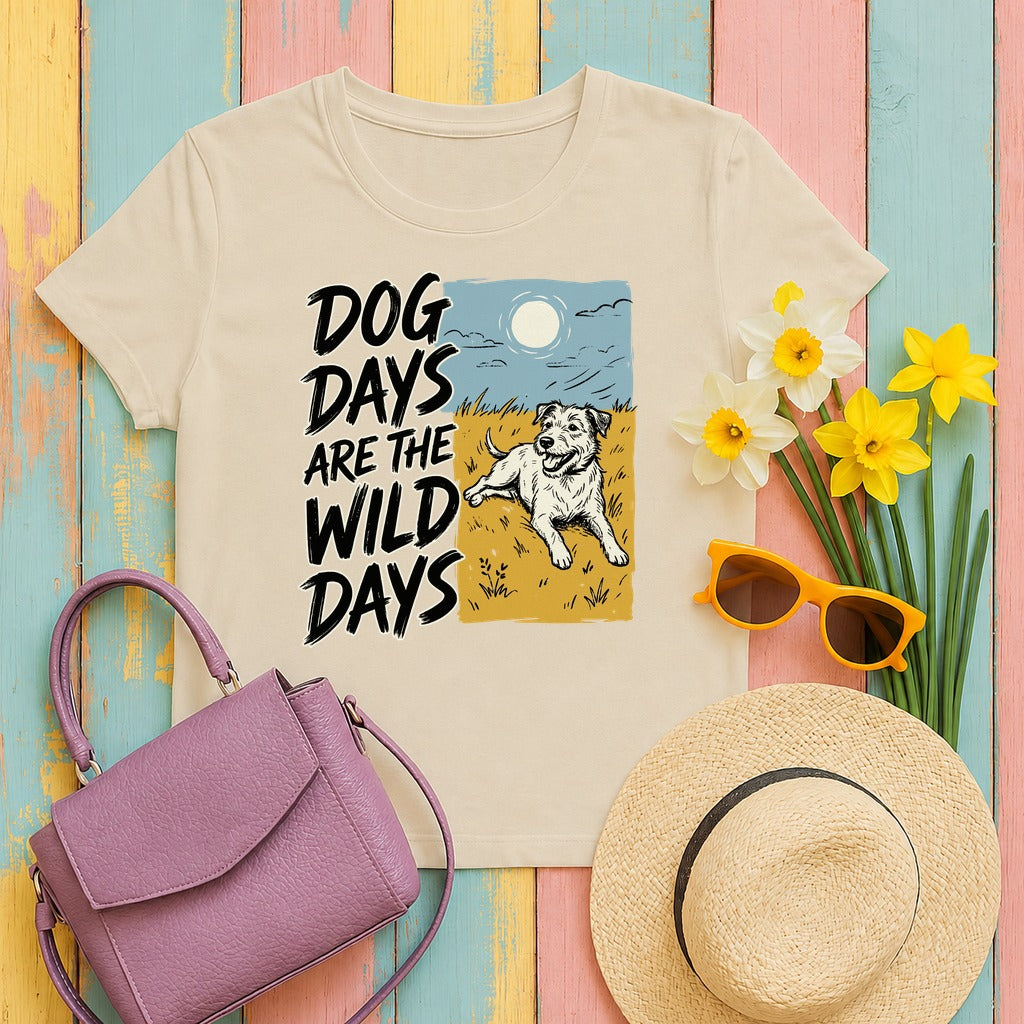 Dog Days Are Wild Days Terrier T-Shirt in Sand