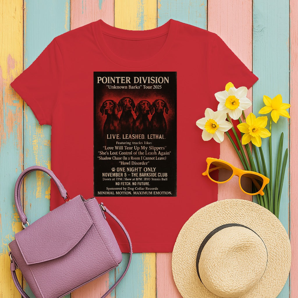 "Pointer Division" Vizsla Punk Concert T-shirt in Red
