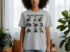 Gray t-shirt with "Schnauzer Mood Chart" and nine illustrations of schnauzers showing different emotions.