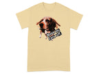 Beagle wearing a monocle with text "Nose on. Ears off."