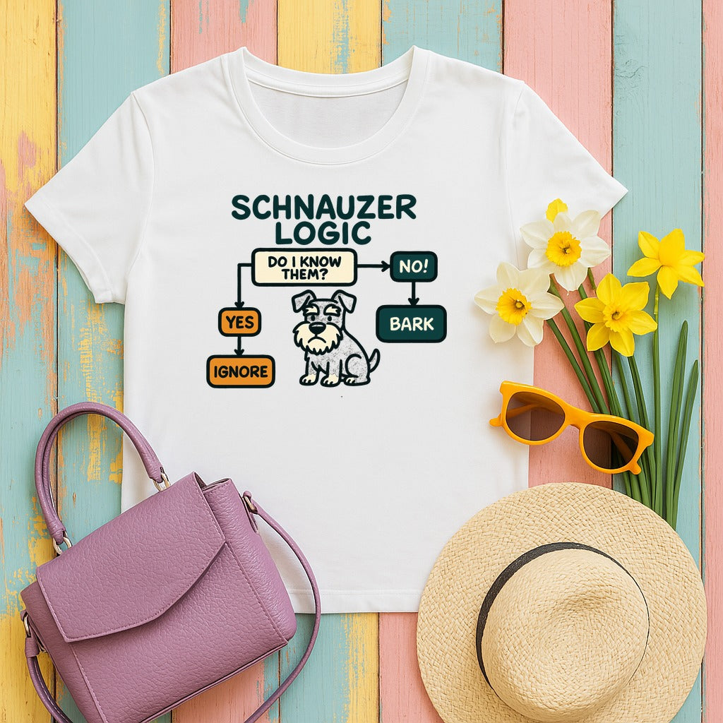 Schnauzer Logic Flowchart T-Shirt in White