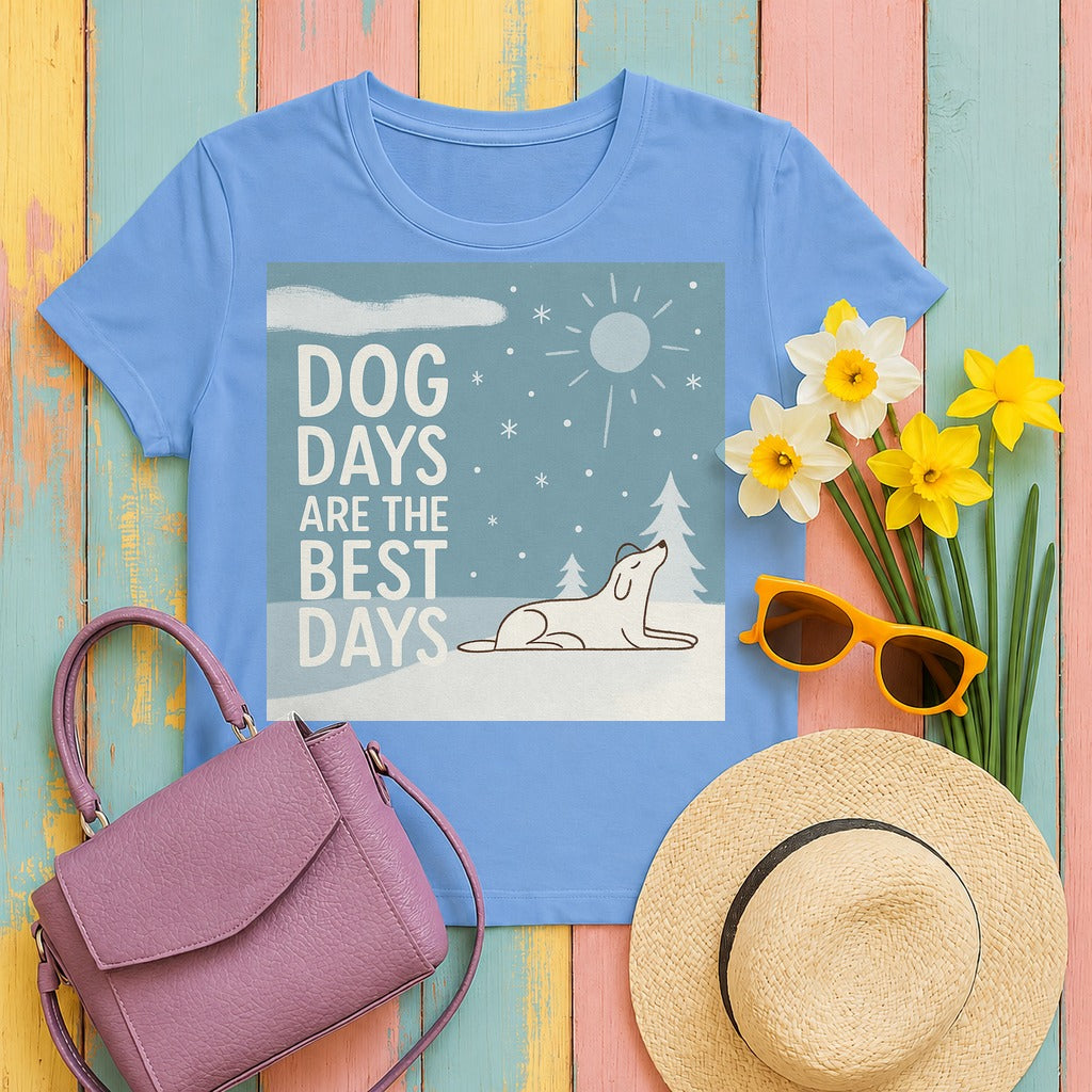 Dog Days Are The Best Days Winter T-Shirt in Carolina Blue