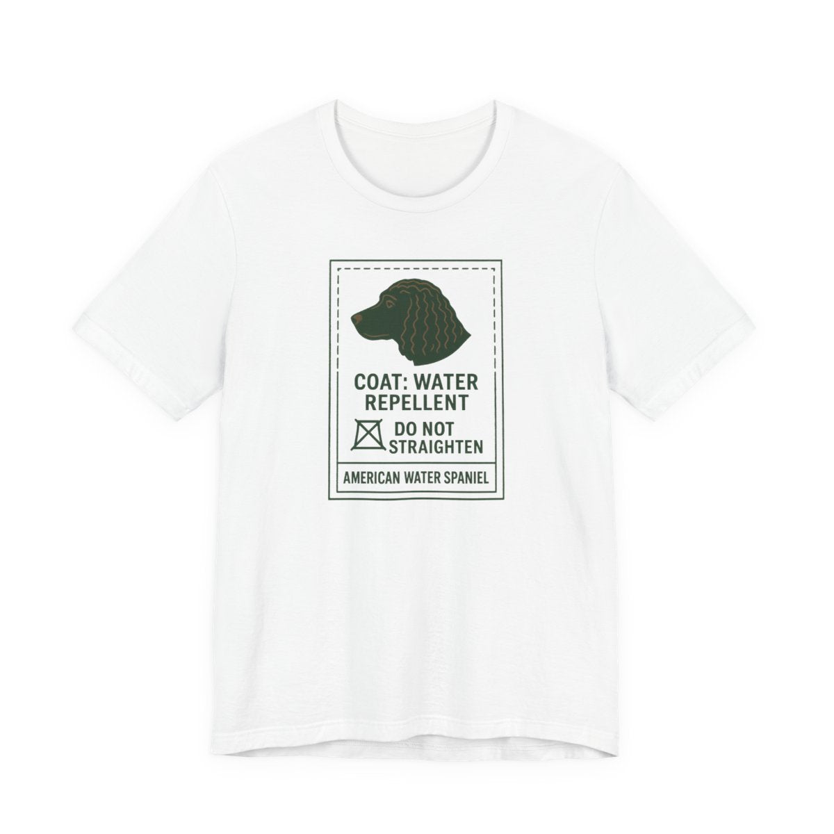 American Water Spaniel Coat Marcel Care Label Tee