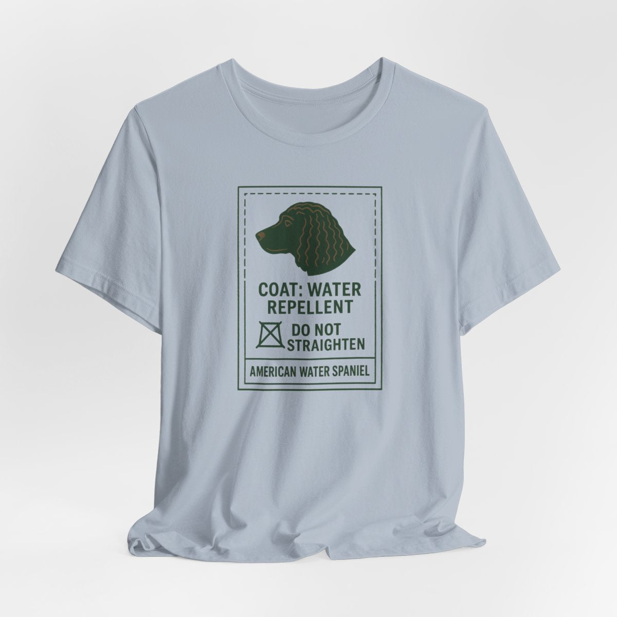 American Water Spaniel Coat Marcel Care Label Tee