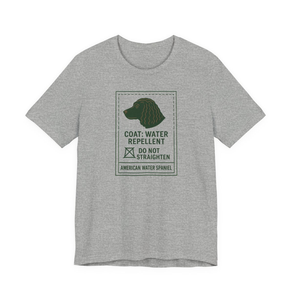 American Water Spaniel Coat Marcel Care Label Tee