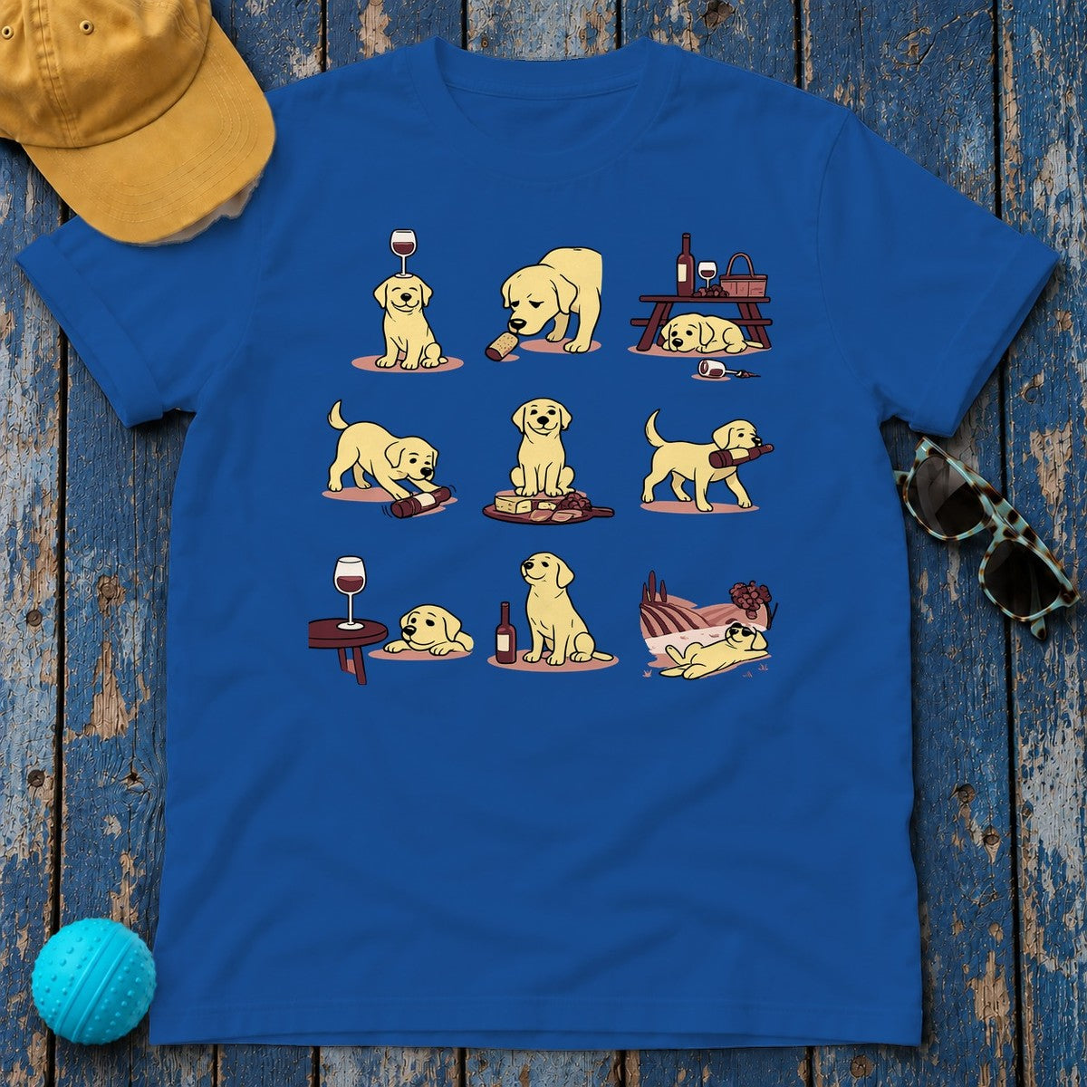 Paws & Pours Labrador Humor T-Shirt in Royal