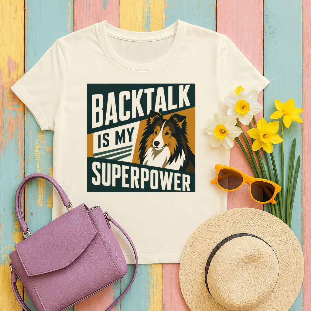 Backtalk Superpower Sheltie Graphic T-Shirt in Natural