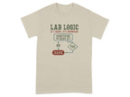 T-shirt with "Lab Logic" flowchart about barking.