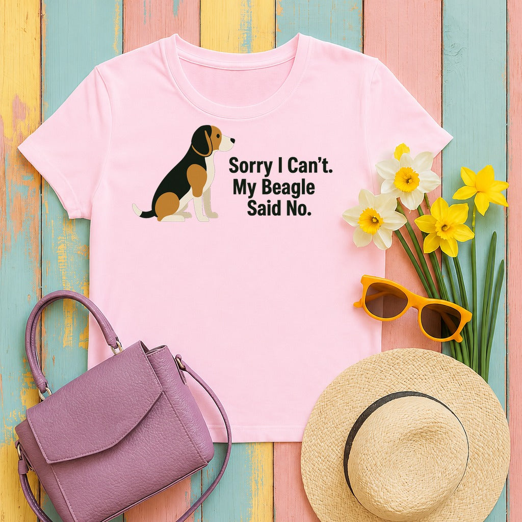 Beagle Veto: Sorry I Can't Graphic T-Shirt in Light Pink