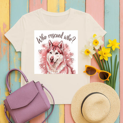 Who Rescued Who Husky Dog Graphic T-shirt product type