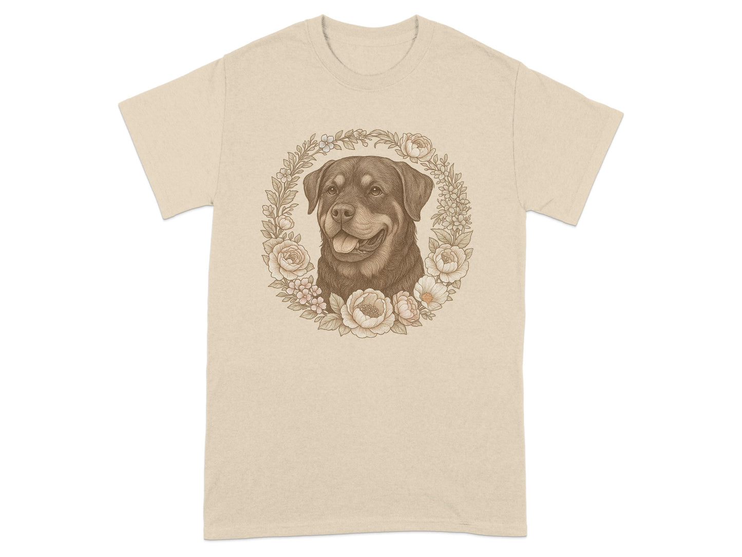 Dog Portrait Floral Circle Graphic Print T-shirt product