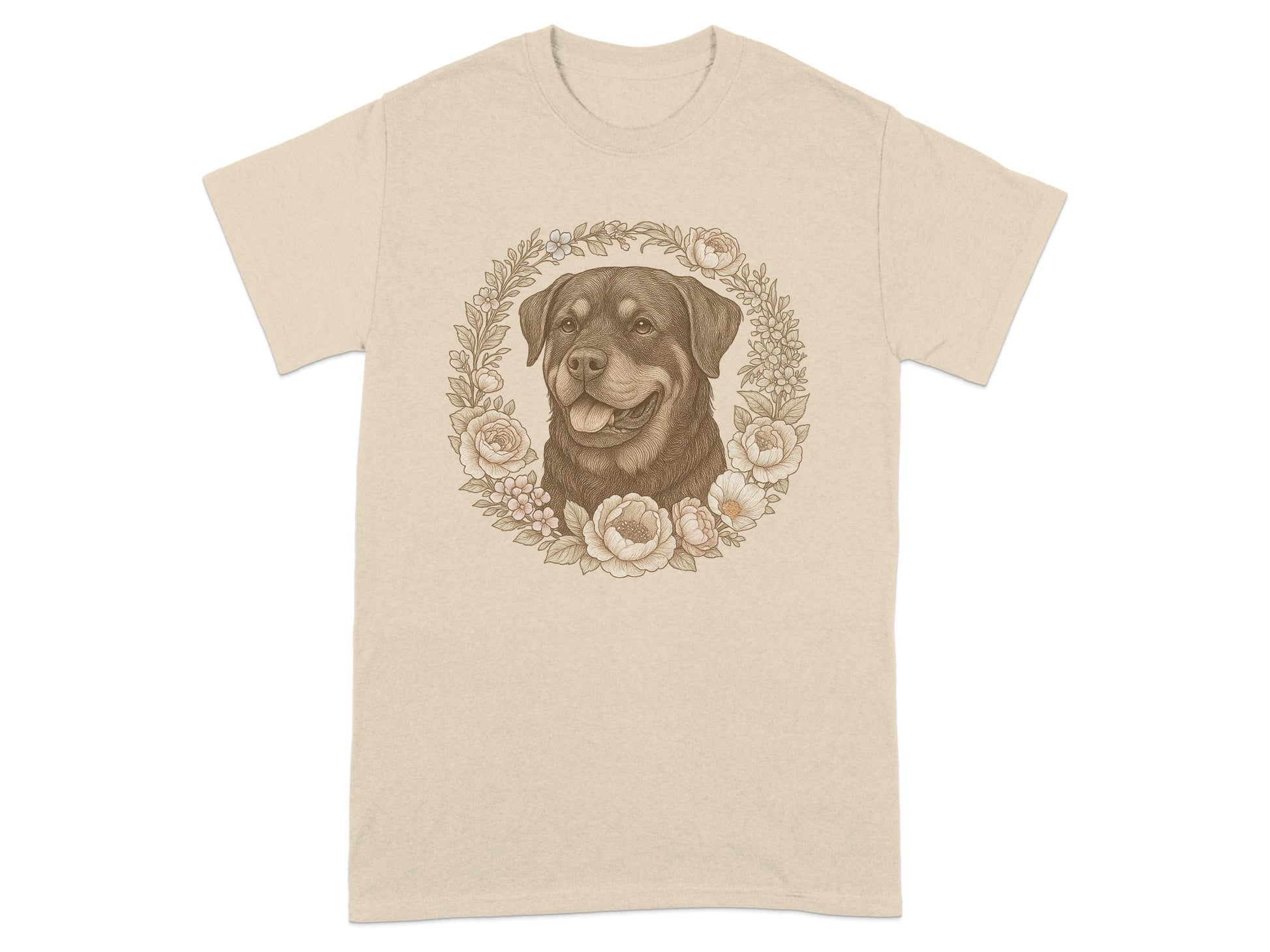 Dog Portrait Floral Circle Graphic Print T-shirt product