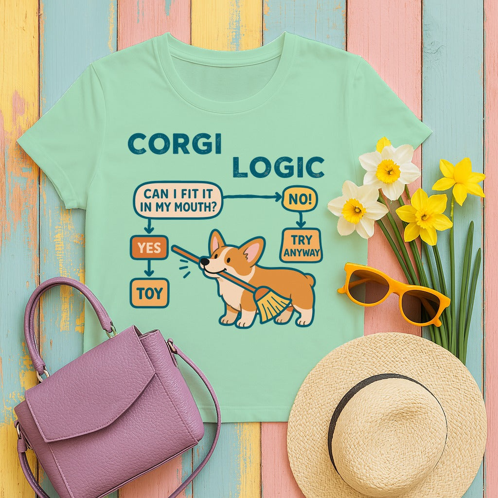 Corgi Logic T-Shirt in Mint Green