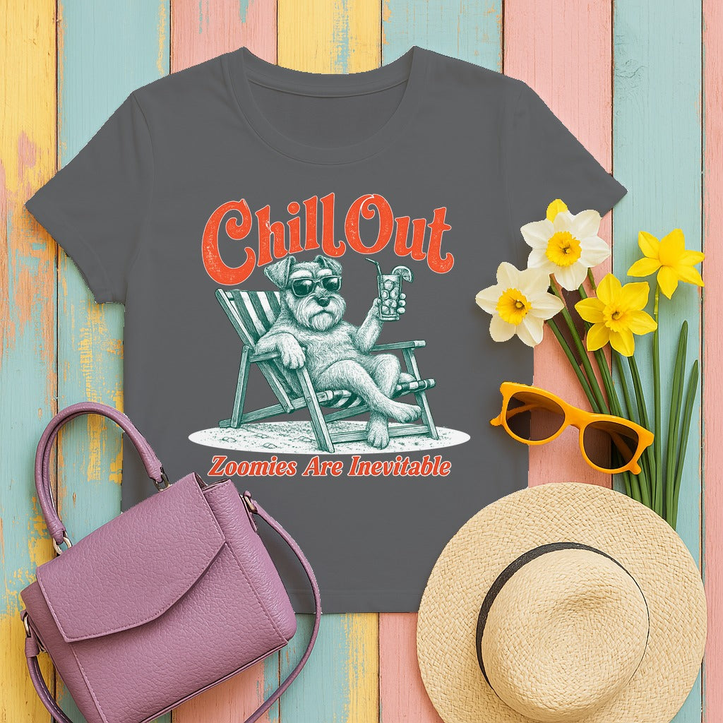 Chill Out Schnauzer Retreat T-Shirt in Graphite Heather