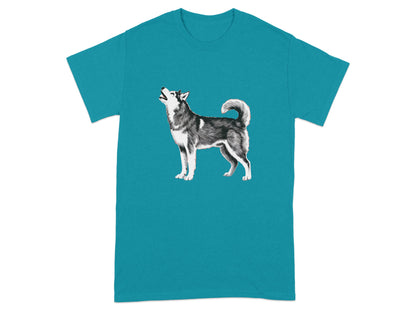 Howling Husky Graphic Print Teal T-Shirt product type
