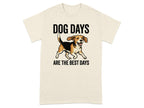 Beagle wearing a t-shirt that says "DOG DAYS ARE THE BEST DAYS".