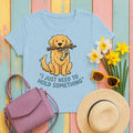 Hold Something Golden Retriever T-shirt in Light Blue